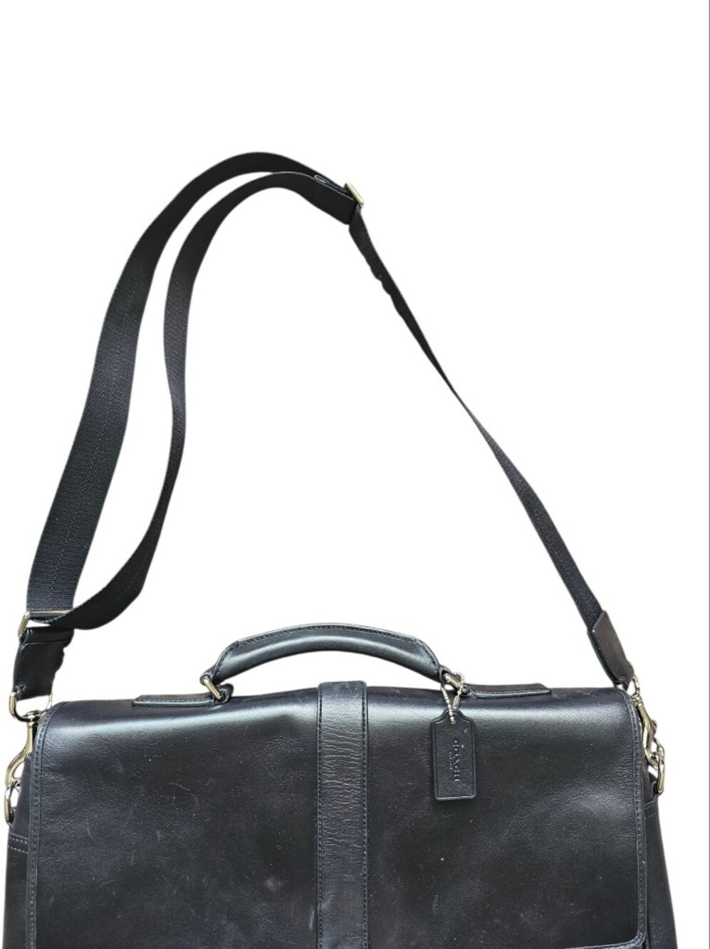 Coach Lexington Flap Business Brief F71073 Black Leather Laptop Bag - Picture 9 of 11